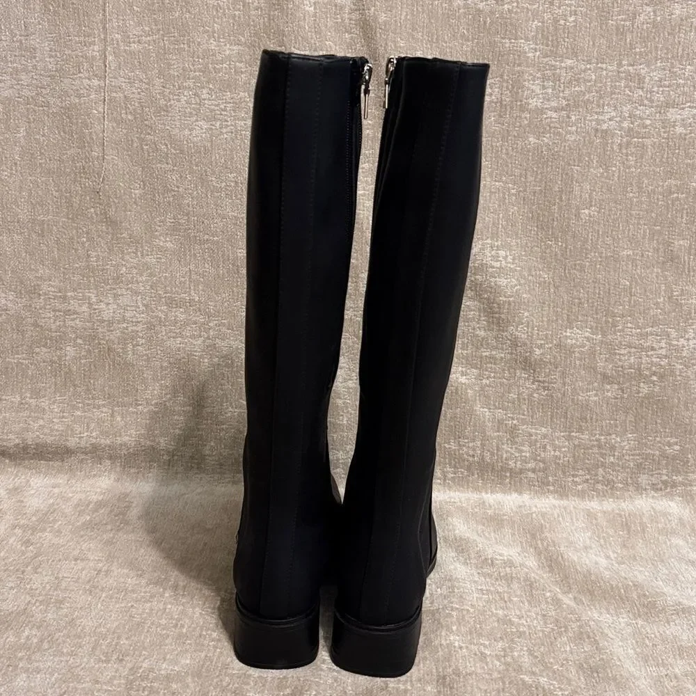 AEROSOLES Black Leather Over the Knee Boots